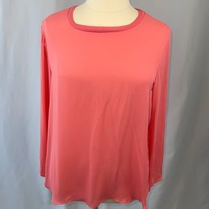 Joe Fresh scoop neck, long sleeve, Hi to low hem, pink top - XL/TG